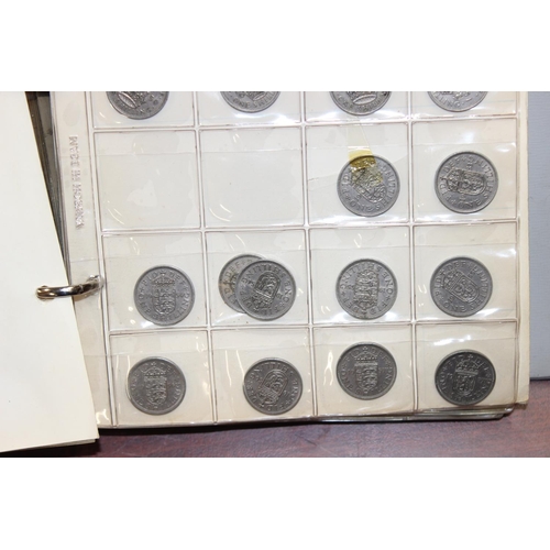 1200 - 2 coin collectors albums and contents, mainly British coins to a large number of 500 silver coins fr... 