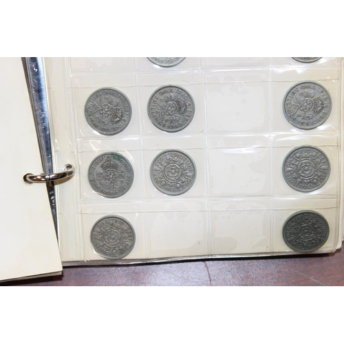 1200 - 2 coin collectors albums and contents, mainly British coins to a large number of 500 silver coins fr... 