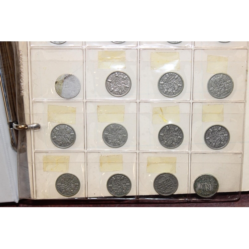 1200 - 2 coin collectors albums and contents, mainly British coins to a large number of 500 silver coins fr... 