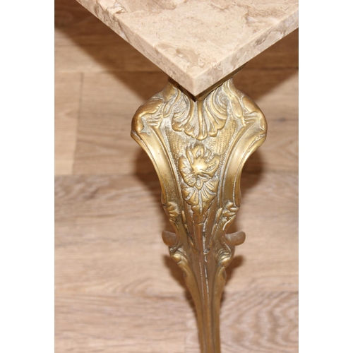 136 - A vintage marble topped coffee table with Art Nouveau style gilt metal legs, approx 63cm wide x 44cm... 