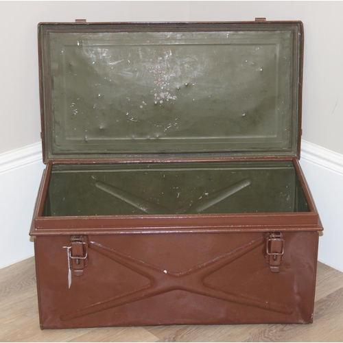 1401 - Vintage ammo tin in brown, approx 74cm x 41cm x 35cm