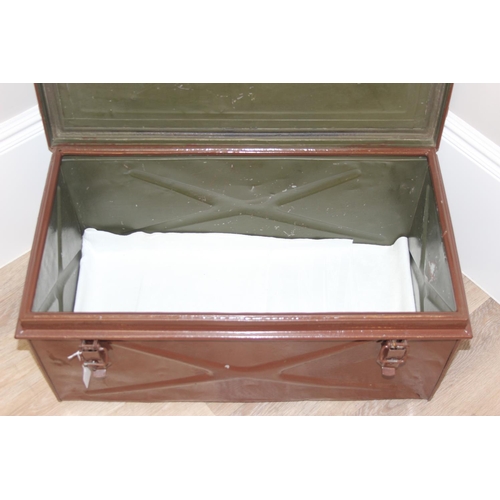 1401 - Vintage ammo tin in brown, approx 74cm x 41cm x 35cm