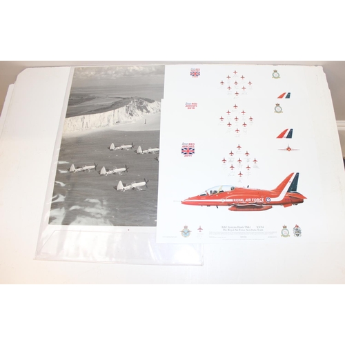 1403 - 3 RAF Red Arrows prints signed by the pilots, produced by Squadron Prints of Scotland, prints from 2... 