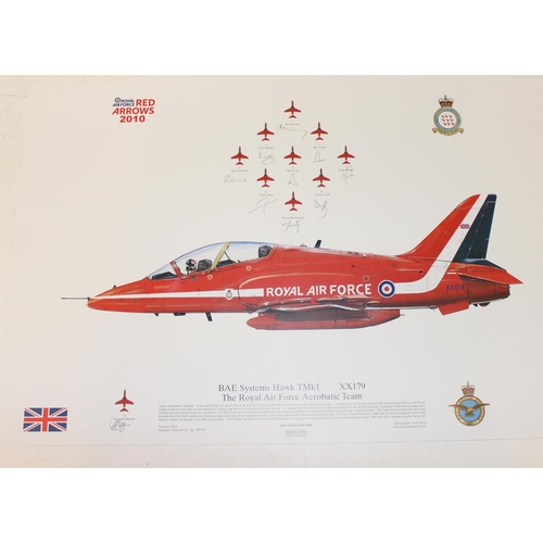 1403 - 3 RAF Red Arrows prints signed by the pilots, produced by Squadron Prints of Scotland, prints from 2... 