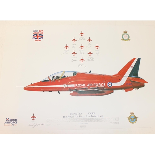 1403 - 3 RAF Red Arrows prints signed by the pilots, produced by Squadron Prints of Scotland, prints from 2... 