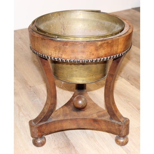 150 - A Victorian mahogany jardinière stand with copper liner, approx 36cm wide x 44cm tall