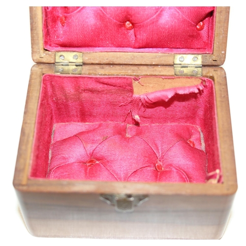 1513 - Small antique wooden box with hand-painted Swift to the lid, approx 10cm x 7cm x 8cm