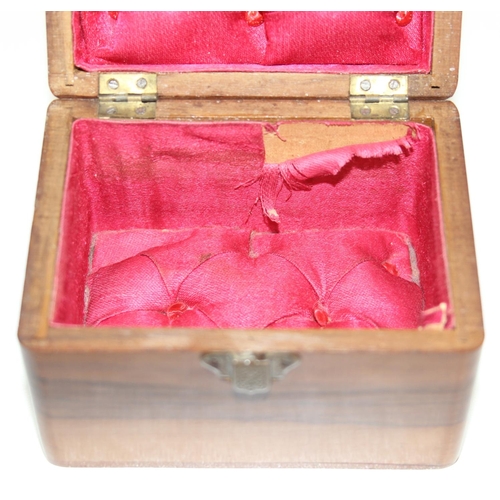 1513 - Small antique wooden box with hand-painted Swift to the lid, approx 10cm x 7cm x 8cm