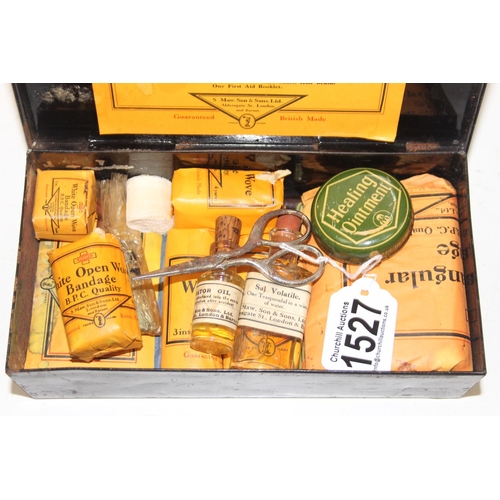 1527 - Vintage Maw's first aid case for motorists with some contents, approx 22cm W