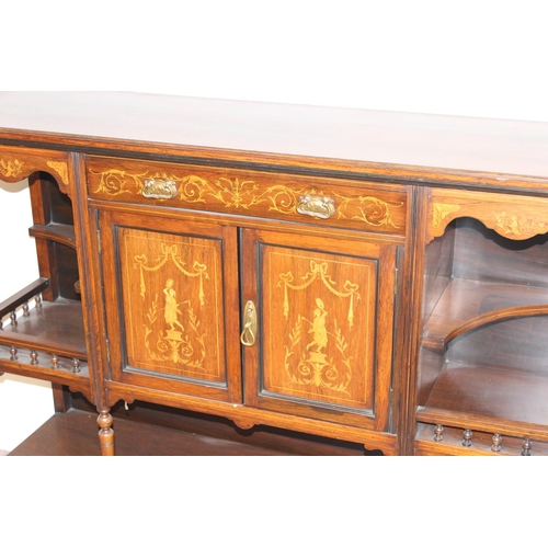 153 - An extremely decorative Edwardian period mahogany sideboard in the manner of James Shoolbred, decora... 