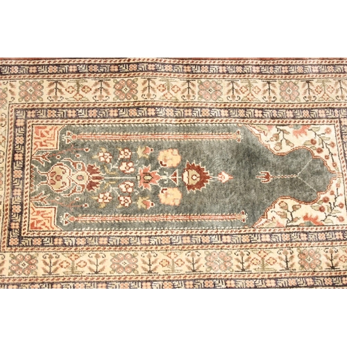 204 - Vintage hand knotted prayer rug, approx 112cm x 62cm