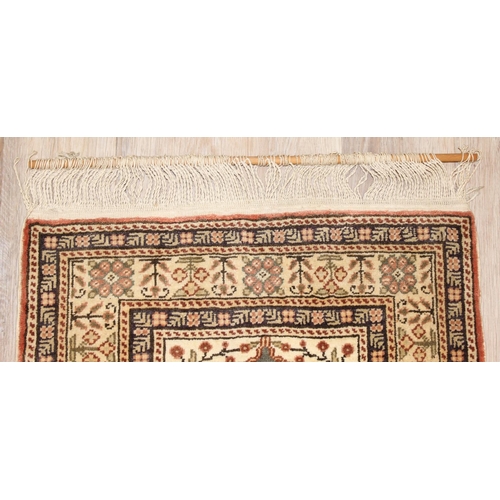 204 - Vintage hand knotted prayer rug, approx 112cm x 62cm