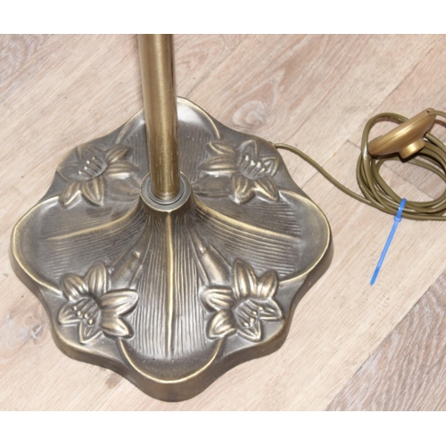 250 - Tiffany style standard lamp with Art Nouveau inspired base in a bronzed effect finish, approx 168cm