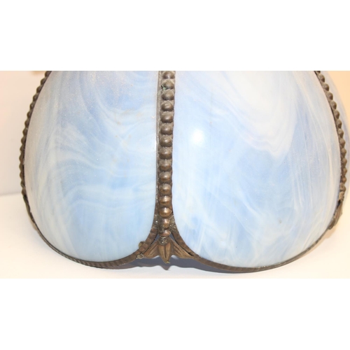 251 - Tiffany style blue-glass panelled ceiling pendant shade, approx 28cm W