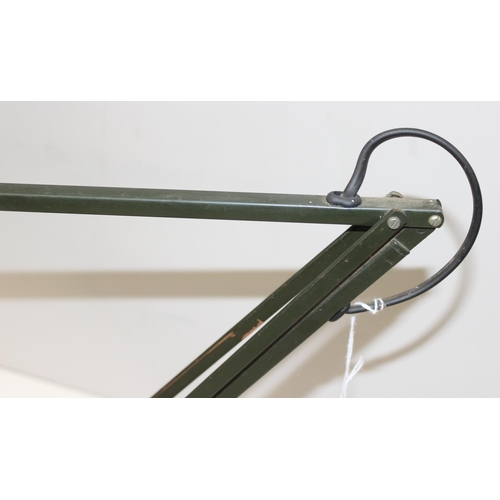 254 - Vintage Anglepoise Apex 90 lamp in British army green, approx 82cm tall