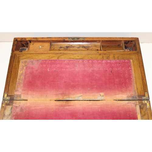 301 - Large antique walnut writing slope, approx. 50cm W x 26cm D x 17cm H when closed