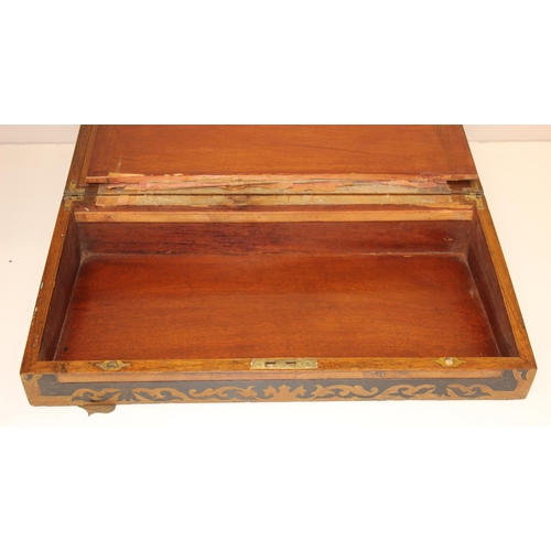 301 - Large antique walnut writing slope, approx. 50cm W x 26cm D x 17cm H when closed