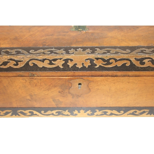 301 - Large antique walnut writing slope, approx. 50cm W x 26cm D x 17cm H when closed