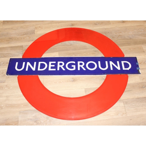 405 - Vintage Perspex London Underground 'Bulls Eye' roundel sign 133cm x 110cm