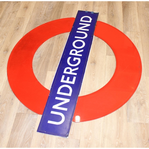 405 - Vintage Perspex London Underground 'Bulls Eye' roundel sign 133cm x 110cm