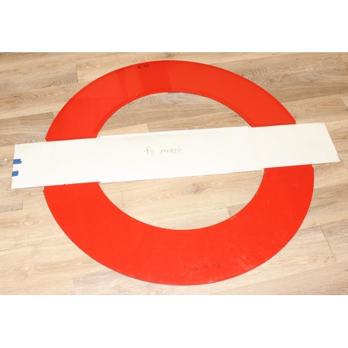 405 - Vintage Perspex London Underground 'Bulls Eye' roundel sign 133cm x 110cm