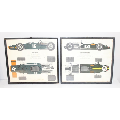 408 - A set of 5 vintage Formula 1 prints of race car blueprints to incl Ferrari, Lotus, McClaren etc, eac... 