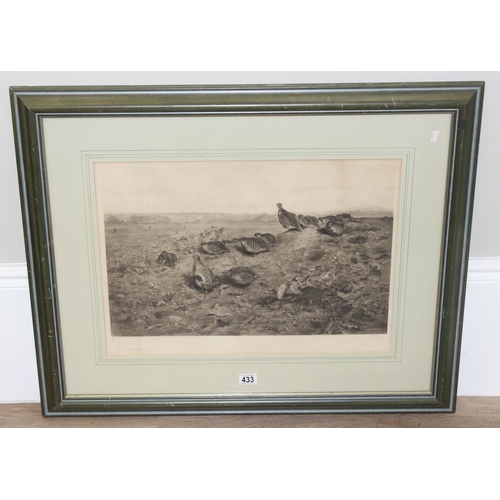 433 - George Edward Lodge (1860-1954), artists proof print of a Partridge shooting scene, signed lower lef... 