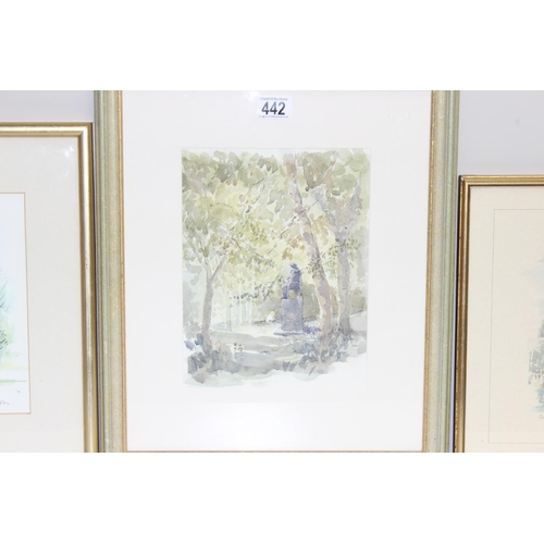 442 - 2 Hugh Casson landscape prints and a watercolour after the same artist of Holland Park, largest appr... 