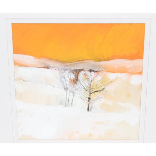 447 - Donald Shannon (Scottish 1930-2008): Original watercolour titled 'Winter Sunset', in glazed frame wi... 