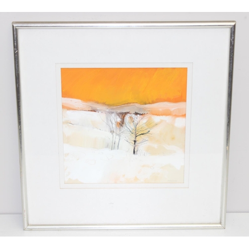 447 - Donald Shannon (Scottish 1930-2008): Original watercolour titled 'Winter Sunset', in glazed frame wi... 