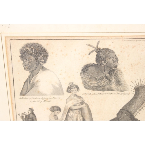 452 - An original 18th century engraving of New Zealand or Maori peoples, printed by Alexander Hogg for th... 