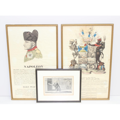 453 - 3 assorted antique and vintage Satirical prints to inc Napoleon 