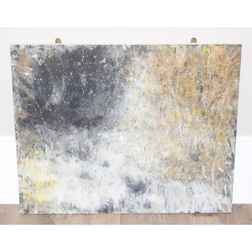 458 - Rachel Plummer - large contemporary abstract oil on board, signed verso, approx 100 x 81cm