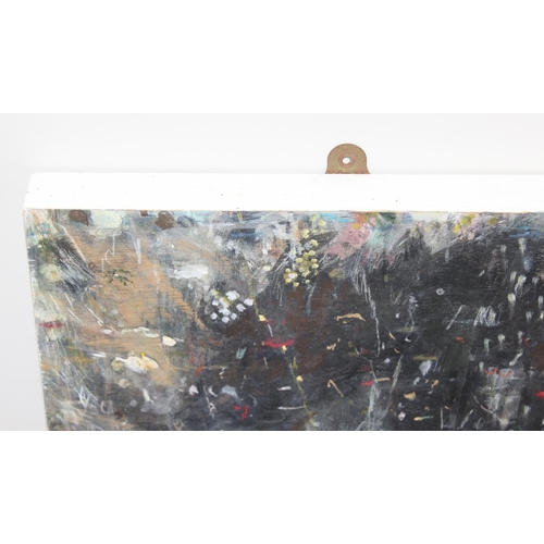 458 - Rachel Plummer - large contemporary abstract oil on board, signed verso, approx 100 x 81cm