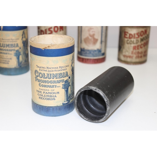 710 - 12 phonograph wax cylinder canisters, some with contents to include some by Edison Records and Sterl... 