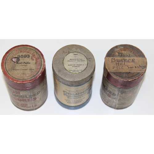 710 - 12 phonograph wax cylinder canisters, some with contents to include some by Edison Records and Sterl... 