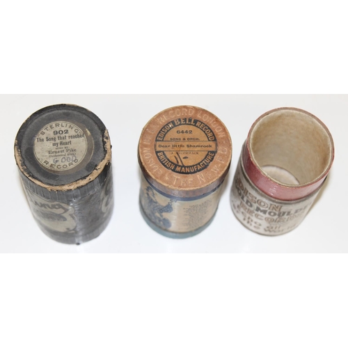 710 - 12 phonograph wax cylinder canisters, some with contents to include some by Edison Records and Sterl... 