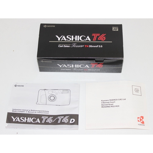 712 - A Yashica T4 Compact Camera with Carl Zeiss T* 35mm f/3.5 Tessar lens in original box with some inst... 