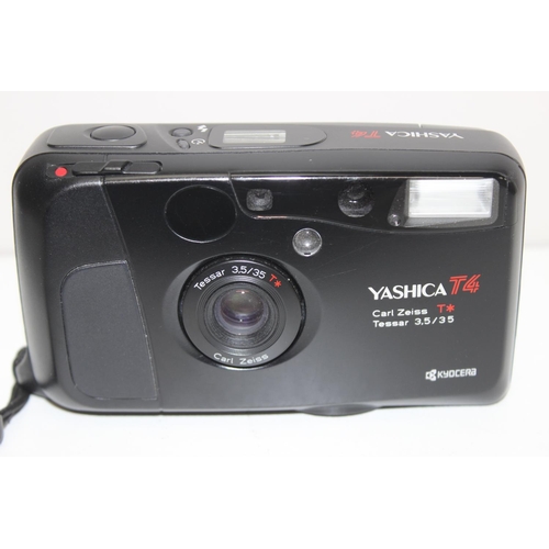 713 - A Yashica T4 Compact Camera with Carl Zeiss T* 35mm f/3.5 Tessar lens in original soft case