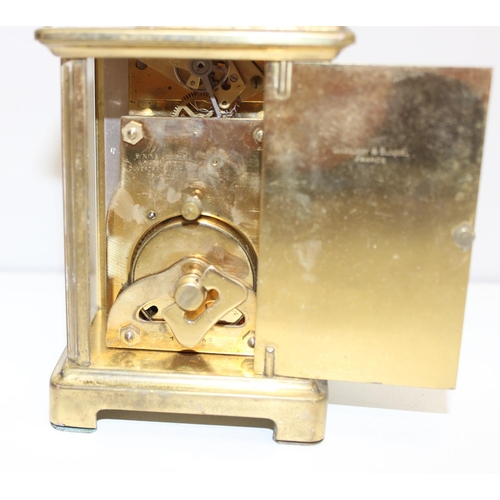 1309 - Vintage French made Duverdrey & Bloquel Bayard brass mechanical 8-day carriage clock, approx. 12cm T... 