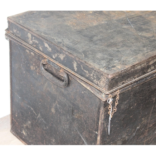 164 - Large metal safe box with Milner's Safe Company Limited lock, approx 60cm x 45cm x 47xm