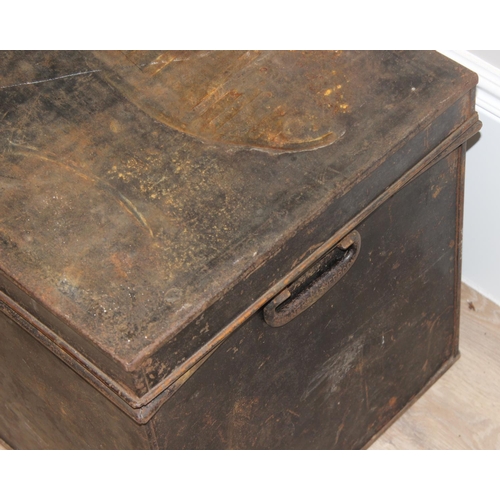 164 - Large metal safe box with Milner's Safe Company Limited lock, approx 60cm x 45cm x 47xm