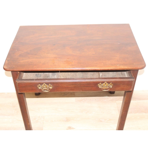 166 - A 19th century mahogany side table or lowboy with single drawer and brass fittings, approx 84cm wide... 