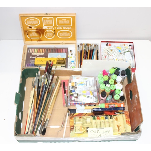 1726 - Qty of various artist materials to include oil paints