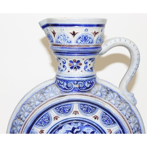 1728 - 2 vintage German Westerwald pottery or stoneware ewers of classic blue & grey form, the largest appr... 