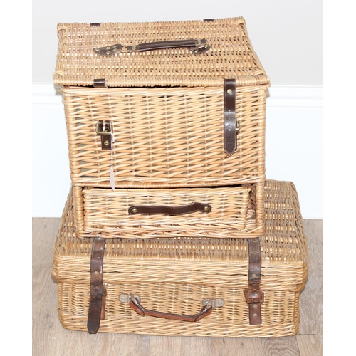 1730 - 2 vintage wicker picnic sets, one by Coracle with majority contents, the other empty