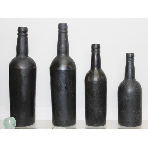 1741 - 10 assorted antique glass bottles to inc advertising examples, one for John Barritt of Hamilton, the... 