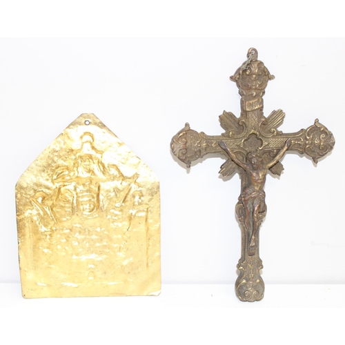 1750 - 5 assorted antique and later religious items etc, mostly plaques, the largest approx 22cm x 16cm, va... 