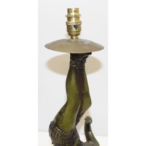 259 - An Art Deco style bronzed metal table lamp formed as a scantily clad female, approx 49cm tall