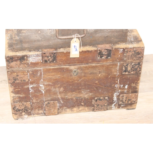 307 - 3 vintage pine and wooden chests, largest approx 51cm x 37cm x 32cm